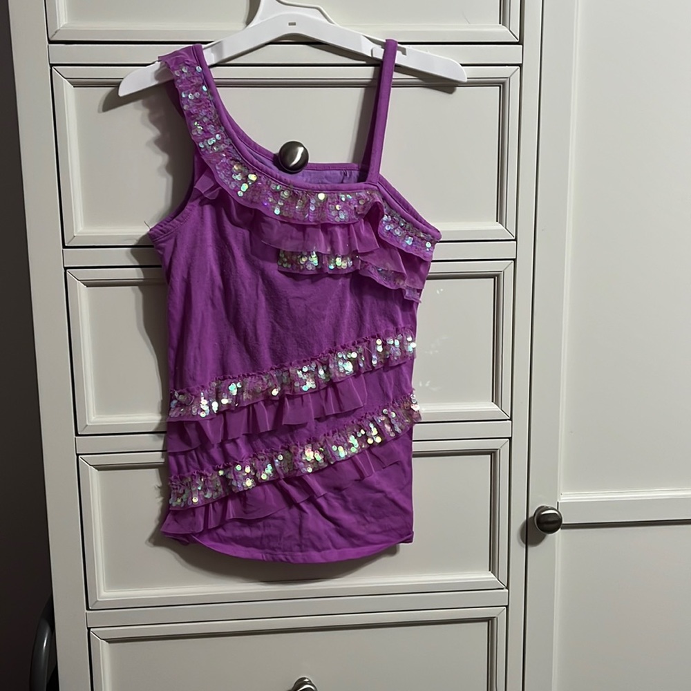 Purple sequin ruffle top